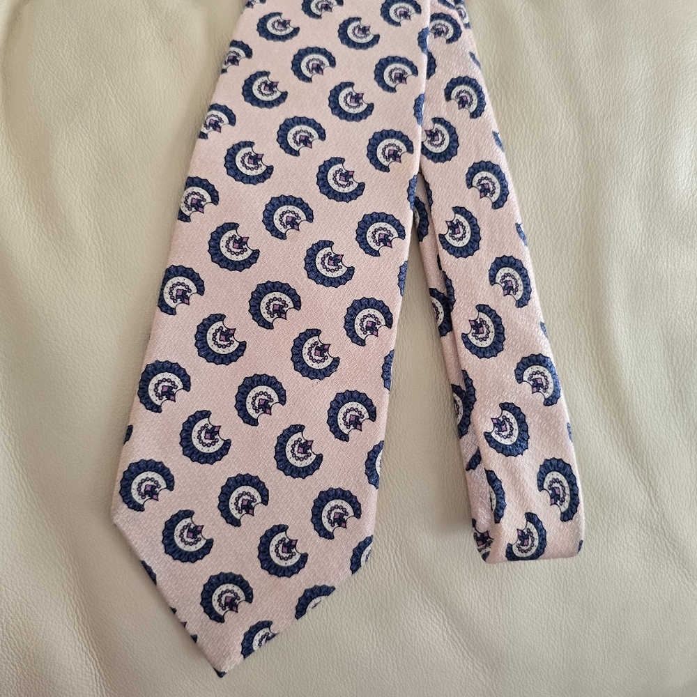 Brixton Ltd. Pink And Blue Patterned Silk Necktie Tie